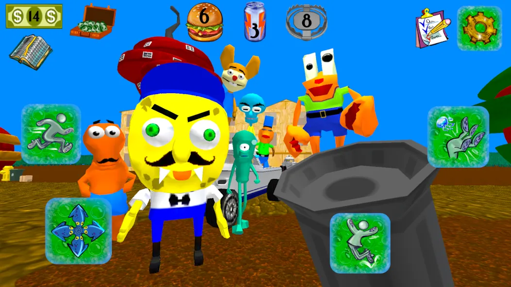 Sponge Neighbor Escape 3D (Спонж Сосед Побег 3D) [МОД Много денег] APK Android Screenshot 3