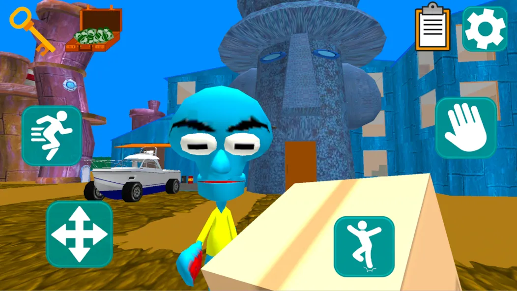 Squid Neighbor. Sponge Escape [МОД Mega Pack] APK Android Screenshot 1