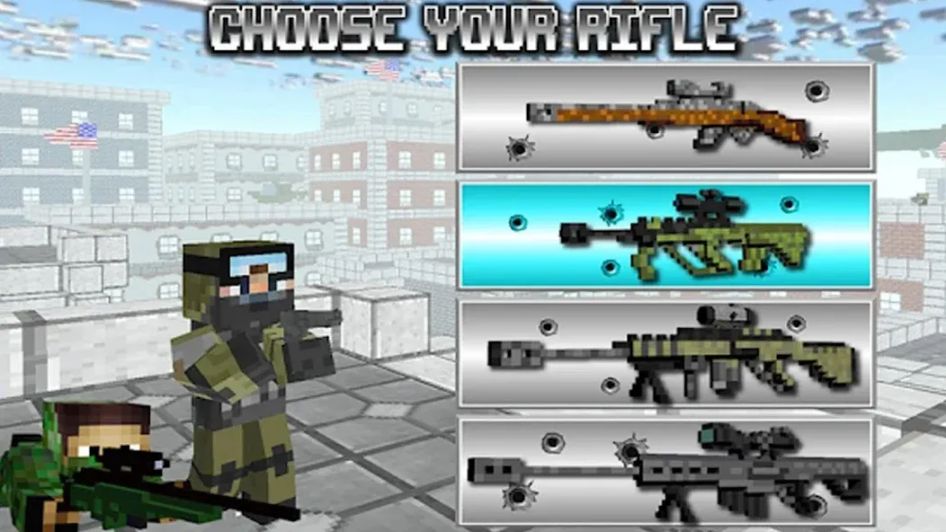American Block Sniper Survival (Американский блок снайпер выживание) [МОД Unlocked] APK Android Screenshot 1