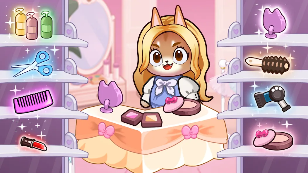 Idle Cat Makeover: Hair Salon [МОД Mega Pack] APK Android Screenshot 1