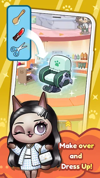 Idle Cat Makeover: Hair Salon [МОД Mega Pack] APK Android Screenshot 5