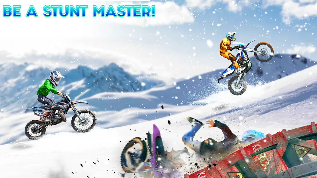 Snow Tricky Bike Stunt Race 3D [МОД Меню] APK Android Screenshot 3