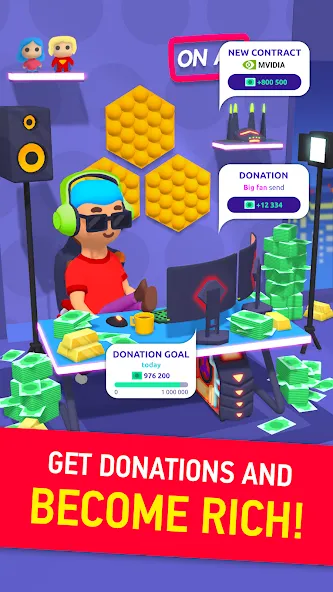 Idle Streamer - Tuber game (Айдл стример) [МОД Unlocked] APK Android Screenshot 2