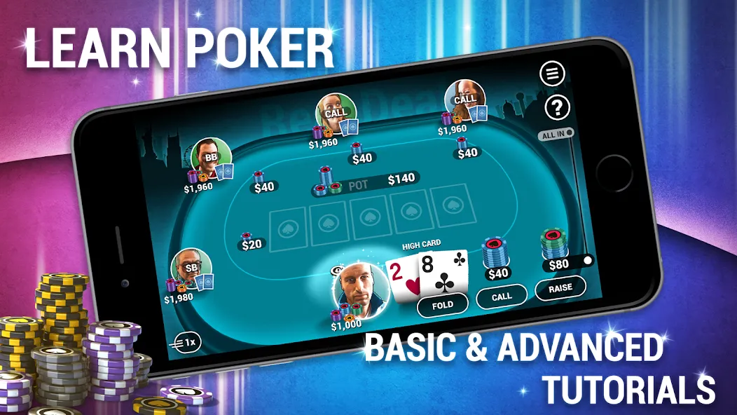 Learn How To Play Texas Poker [МОД Бесконечные монеты] APK Android Screenshot 1