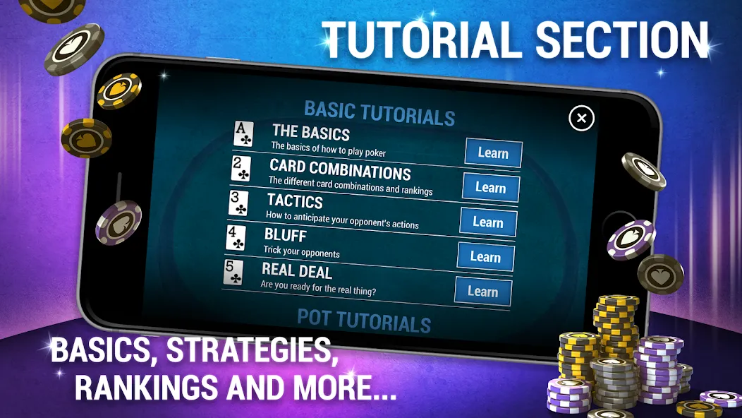 Learn How To Play Texas Poker [МОД Бесконечные монеты] APK Android Screenshot 2
