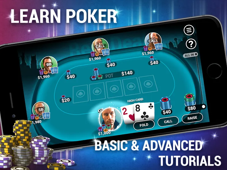 Learn How To Play Texas Poker [МОД Бесконечные монеты] APK Android Screenshot 5