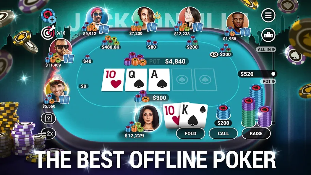 Poker World, Offline TX Holdem (Покер Ворлд) [МОД Много денег] APK Android Screenshot 1