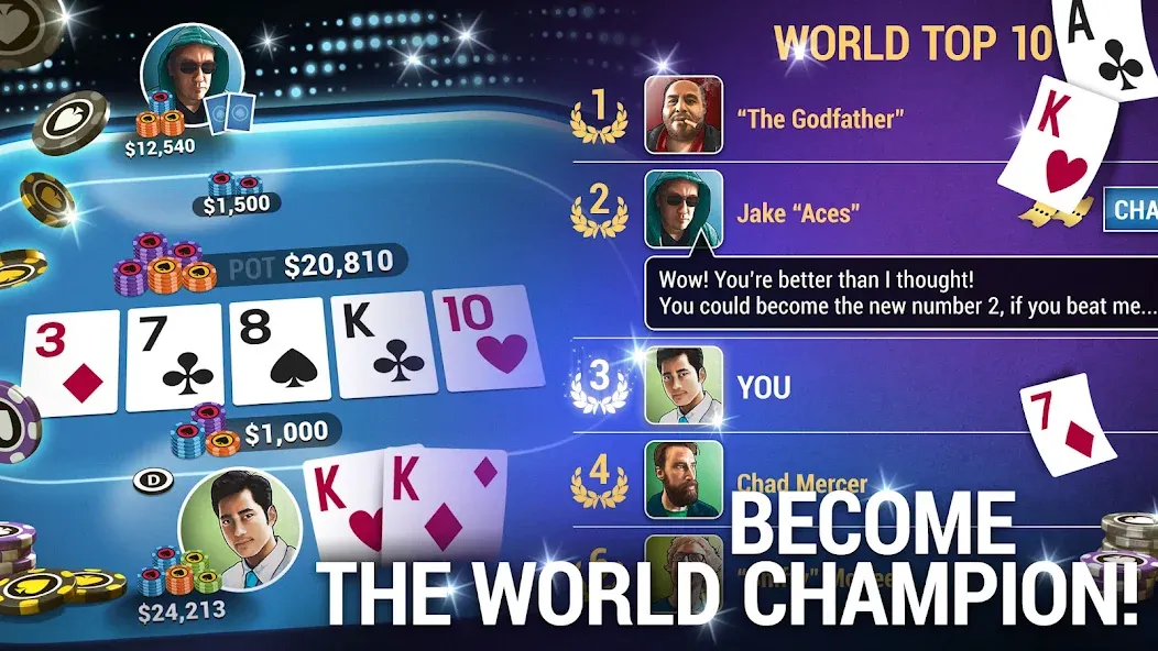 Poker World, Offline TX Holdem (Покер Ворлд) [МОД Много денег] APK Android Screenshot 3