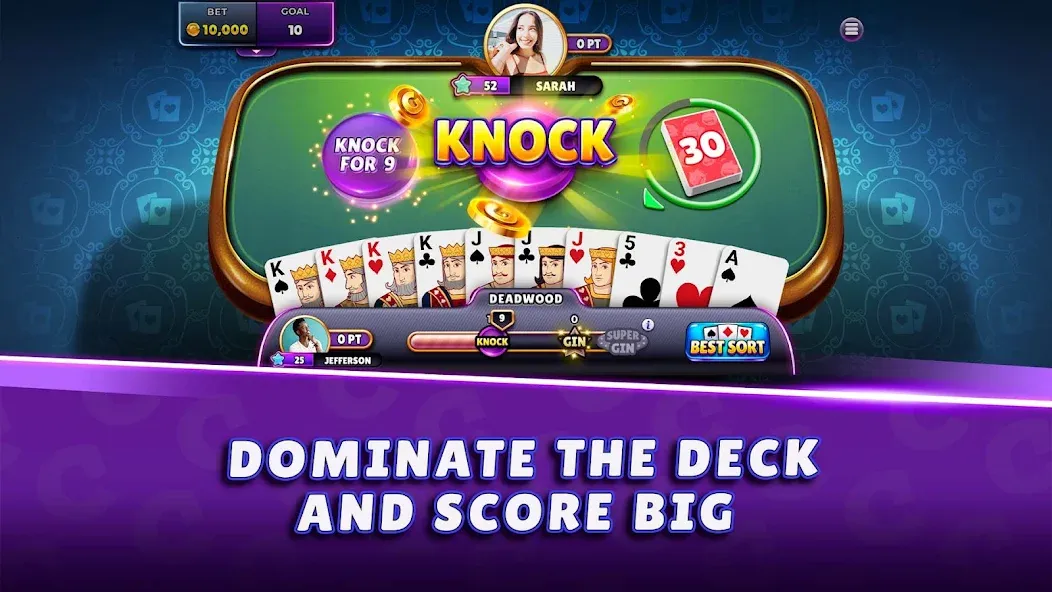 Gin Rummy Super - Card Game (Джин Рамми Супер) [МОД Много денег] APK Android Screenshot 2