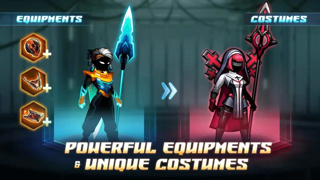 Cyber Fighters: Offline Game (Сайбер Стикмен) [МОД Меню] APK Android Screenshot 3