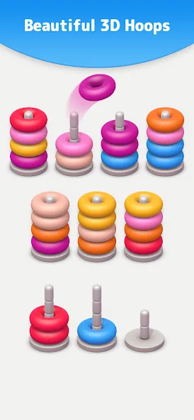 Color Sort 3D — Hoop Stack [МОД Unlocked] APK Android Screenshot 1