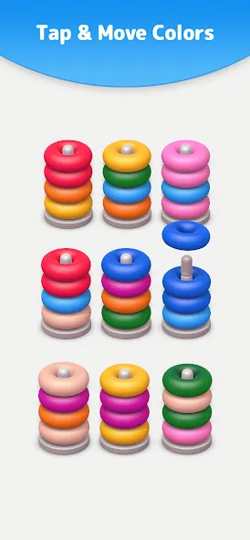 Color Sort 3D — Hoop Stack [МОД Unlocked] APK Android Screenshot 3