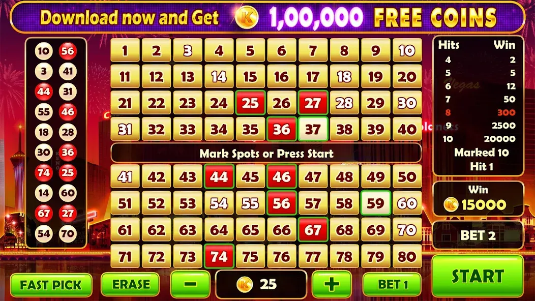 Keno Prime - Super 3X Payout (Кено Приме) [МОД Бесконечные монеты] APK Android Screenshot 2
