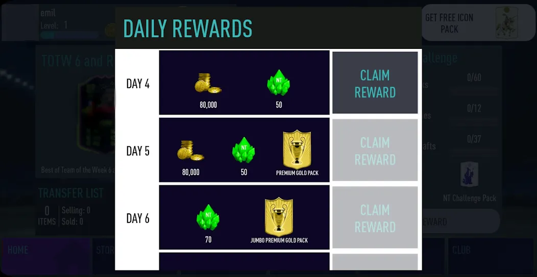 NT 21 Draft + Pack Opener [МОД Mega Pack] APK Android Screenshot 2