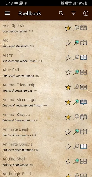 D&D Spellbook 5e [МОД Unlocked] APK Android Screenshot 1