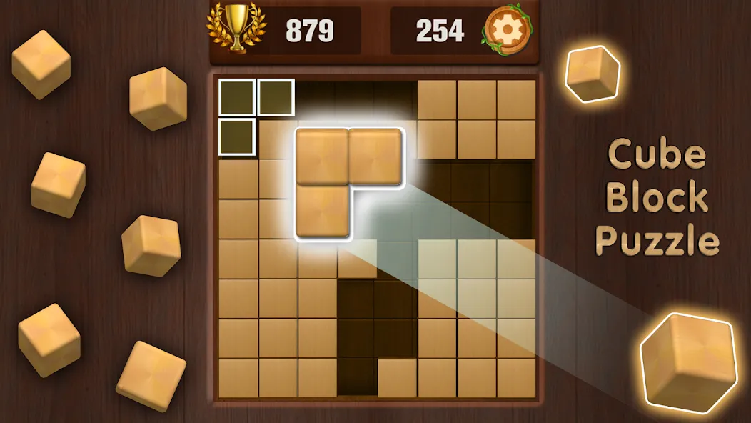 Wooden Cube Block Puzzle (Деревянный кубик головоломка) [МОД Unlocked] APK Android Screenshot 1