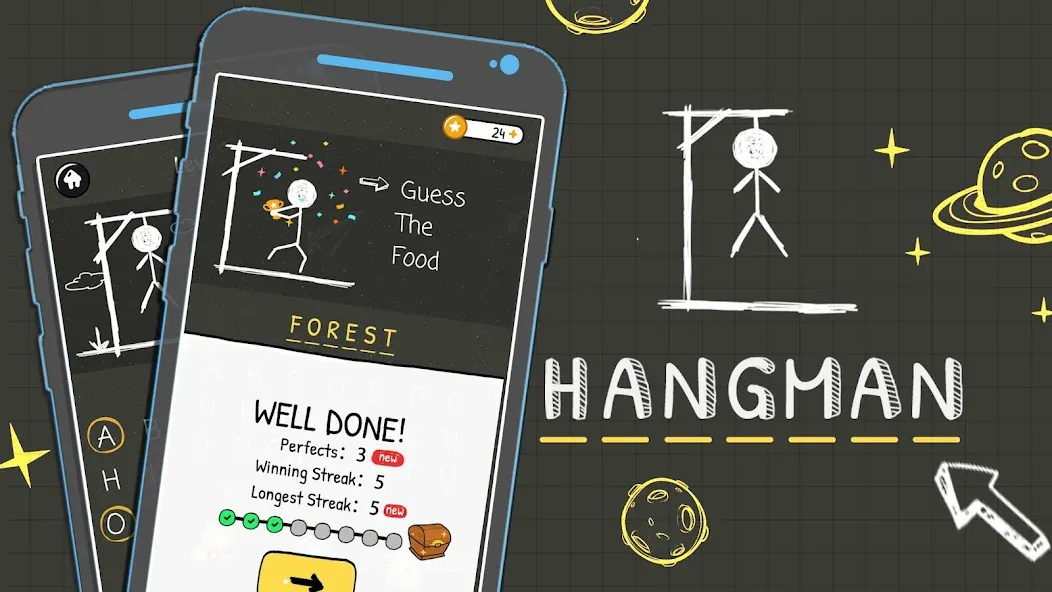 Hangman Words:Two Player Games [МОД Много денег] APK Android Screenshot 1