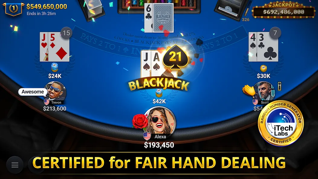 Blackjack Championship (Блэкджек Чемпионат) [МОД Все открыто] APK Android Screenshot 1