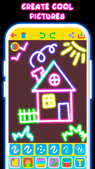 Drawing For Kids - Glow Draw [МОД Много денег] APK Android Screenshot 1