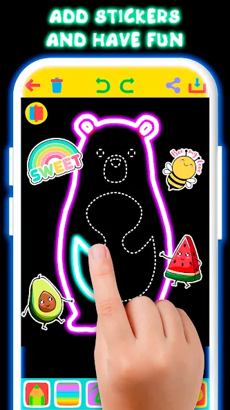 Drawing For Kids - Glow Draw [МОД Много денег] APK Android Screenshot 2