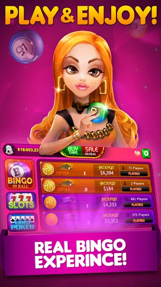 Bingo 90 Live : Vegas Slots (Бинго 90 Лайв) [МОД Много денег] APK Android Screenshot 1