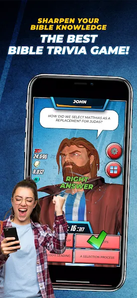 Bible Trivia Game: Heroes (Библейская игра викторина) [МОД Premium] APK Android Screenshot 1