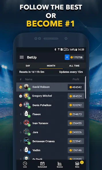 Sports Betting Game - BETUP [МОД Все открыто] APK Android Screenshot 4