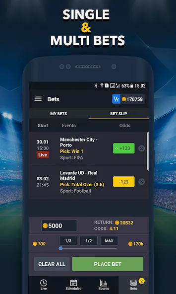 Sports Betting Game - BETUP [МОД Все открыто] APK Android Screenshot 5
