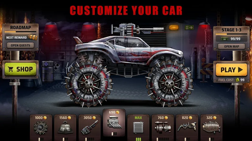 Zombie Hill Racing: Earn Climb (Зомби Хилл Рейсинг) [МОД Unlocked] APK Android Screenshot 1