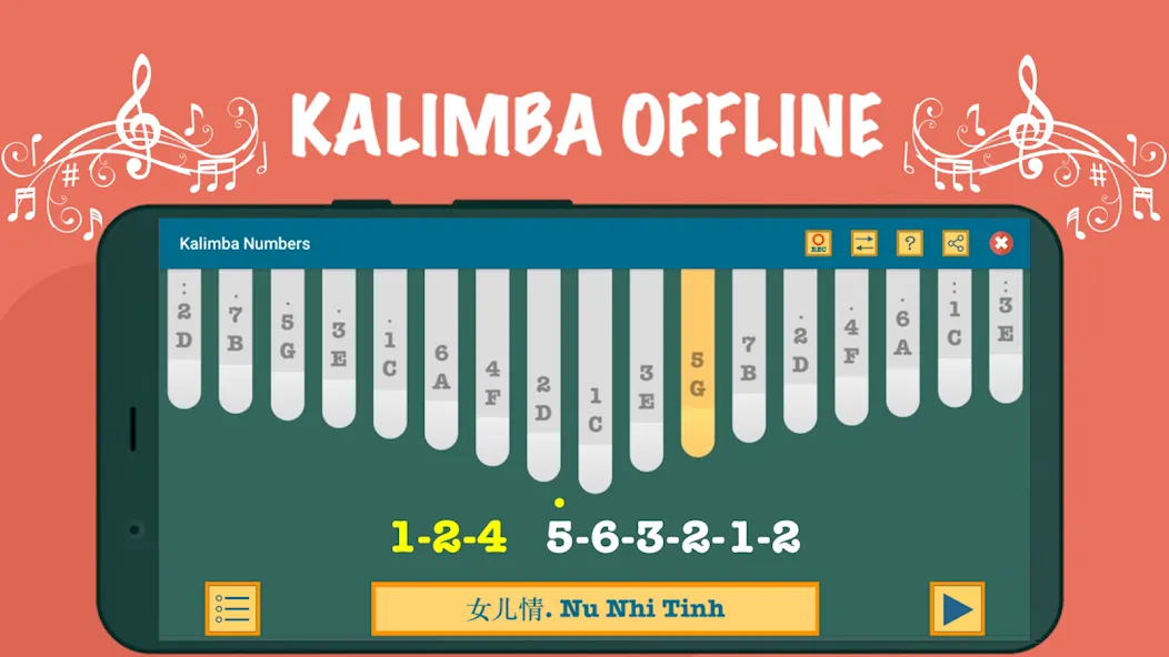 Kalimba App With Songs Numbers (Калимба приложение с песнями и цифрами) [МОД Все открыто] APK Android Screenshot 1