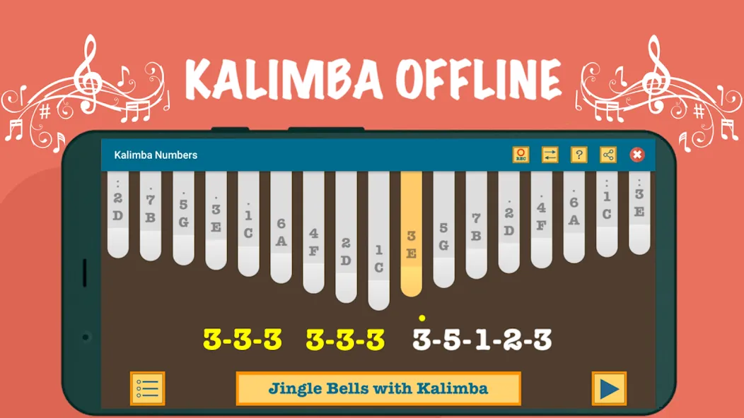 Kalimba App With Songs Numbers (Калимба приложение с песнями и цифрами) [МОД Все открыто] APK Android Screenshot 2