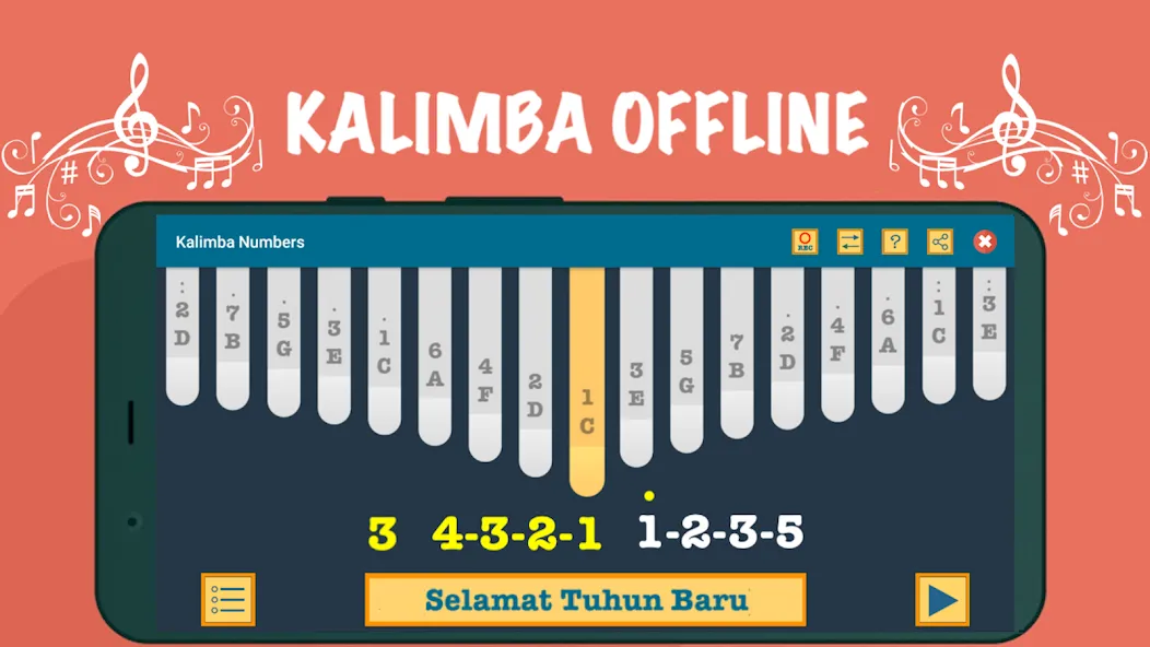 Kalimba App With Songs Numbers (Калимба приложение с песнями и цифрами) [МОД Все открыто] APK Android Screenshot 3