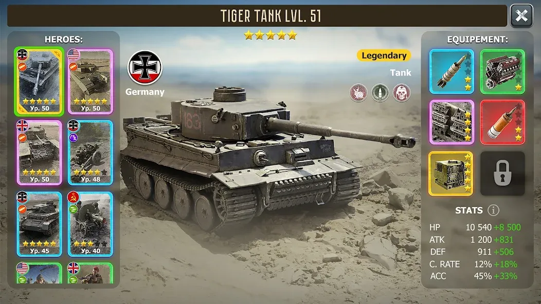 Heroes of Wars: WW2 Battles (2 (Хероэс оф Варс) [МОД Все открыто] APK Android Screenshot 2